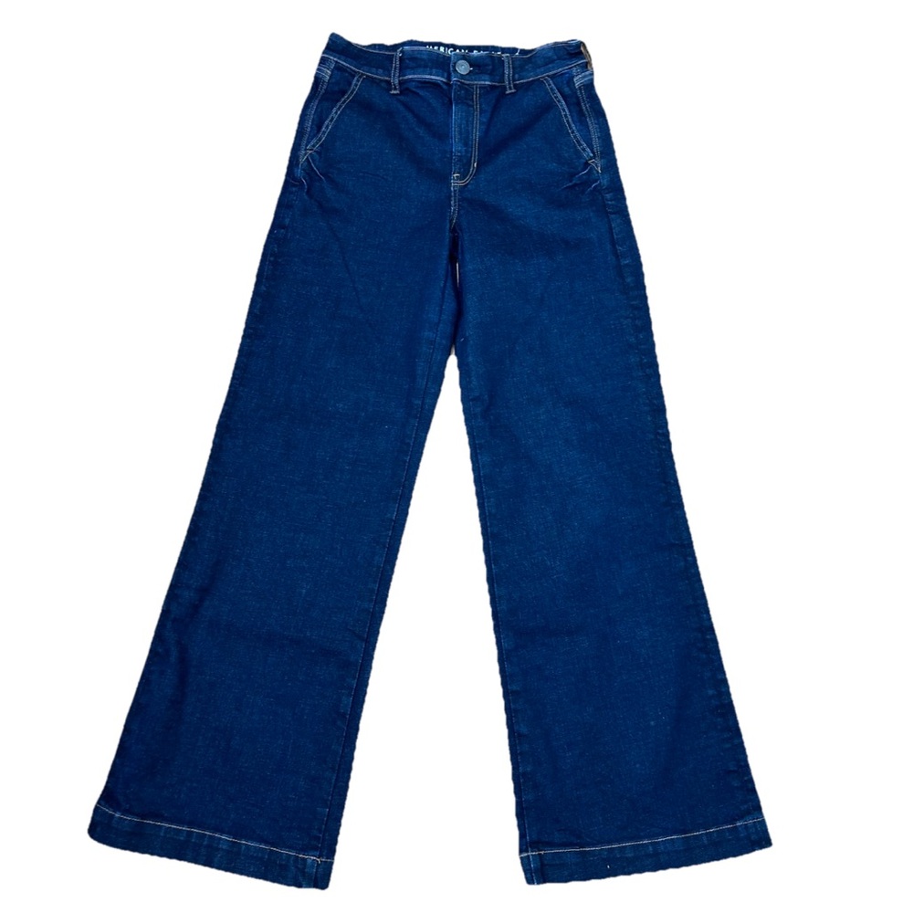 American eagle 32” inseam wide leg high rose blue jeans Women's 6 Regular